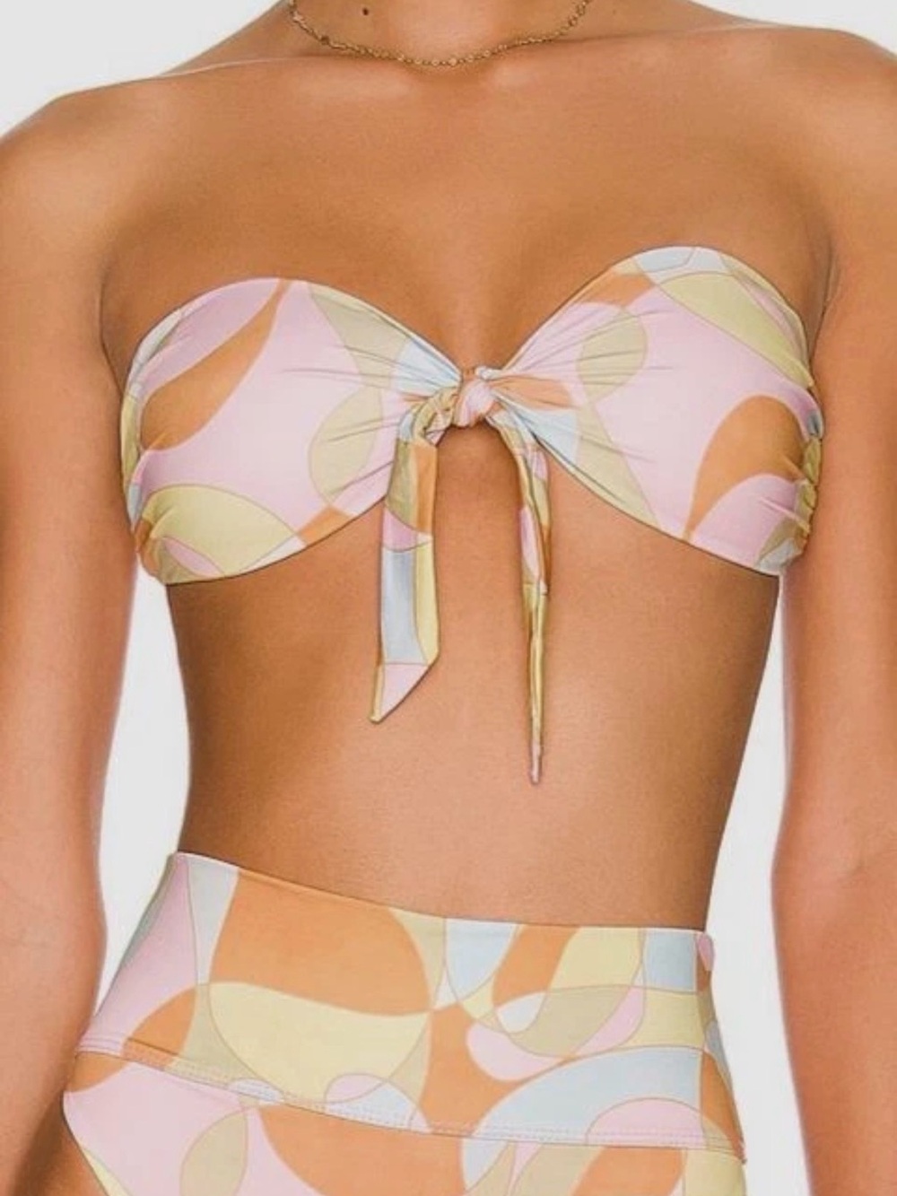 Beach Riot Pastel Multi Tie-Front Bandeau Bikini Top